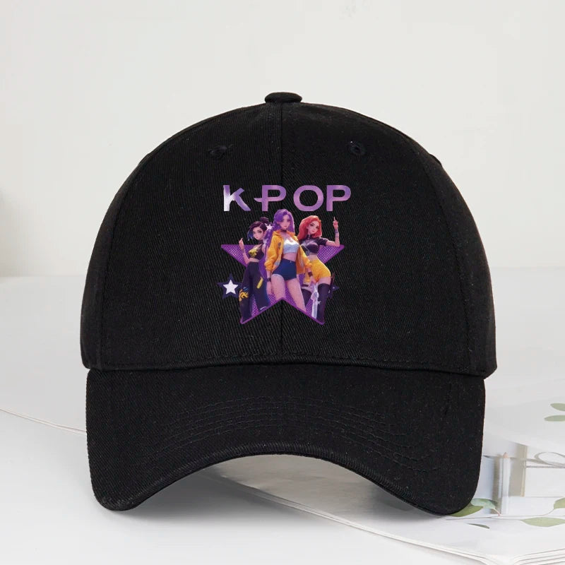 K-POP crtani otisak djevojaka iz grupe, mekana bejzbol kapa s mekanim vrhom - uniseks ležerna retro podesiva kapa za oca - Y2K sunčana kapa