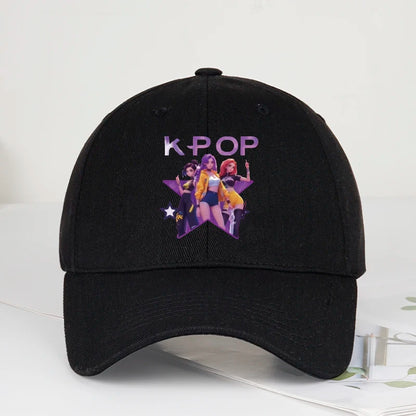 K-POP crtani otisak djevojaka iz grupe, mekana bejzbol kapa s mekanim vrhom - uniseks ležerna retro podesiva kapa za oca - Y2K sunčana kapa