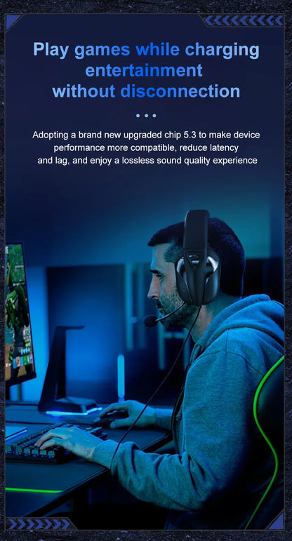AULA S8 Gaming Headset Triple-Mode Wireless Bluetooth 5.3 Gaming Headset with Detachable Microphone, Lightweight Gaming Headset for PC, PS5, Switch & Mobile