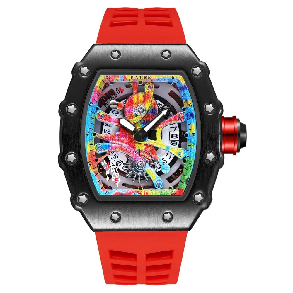 Coole herenhorloges Luxe modieuze siliconen tonvormige horloges Skelet waterdichte kwarts polshorloges Klok Relogio Masculino