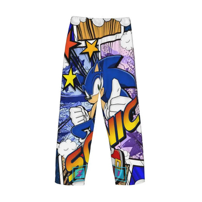 Pantalones de pijama personalizados para hombre con estampado «Soniced», con motivo de erizo, ropa de dormir, pantalones de estar por casa con bolsillos