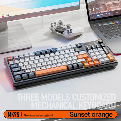 SMAILWOLF MK95 Bluetooth Wireless Korean Customized Mechanical Keyboard e-Sports 3 Modes Laptop Office Game Full Key Hot Swappable RGB Lighting Effects
