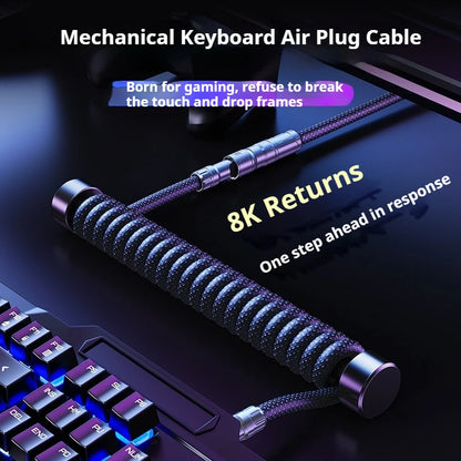 Eary 1.2m Coiled Keyboard Cable USB to Type-C Detachable Metal Aviator for Mechanical Gaming Keyboard Accessories for PC Laptop