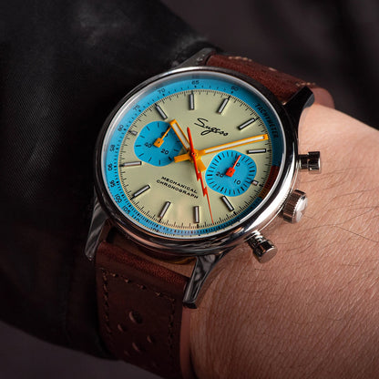 Sugess Pilot Watch ST19 Origin Movement Swanneck Wristwatch Mechanical Chronograph Sapphire Crystal Military Limited Racing 1963