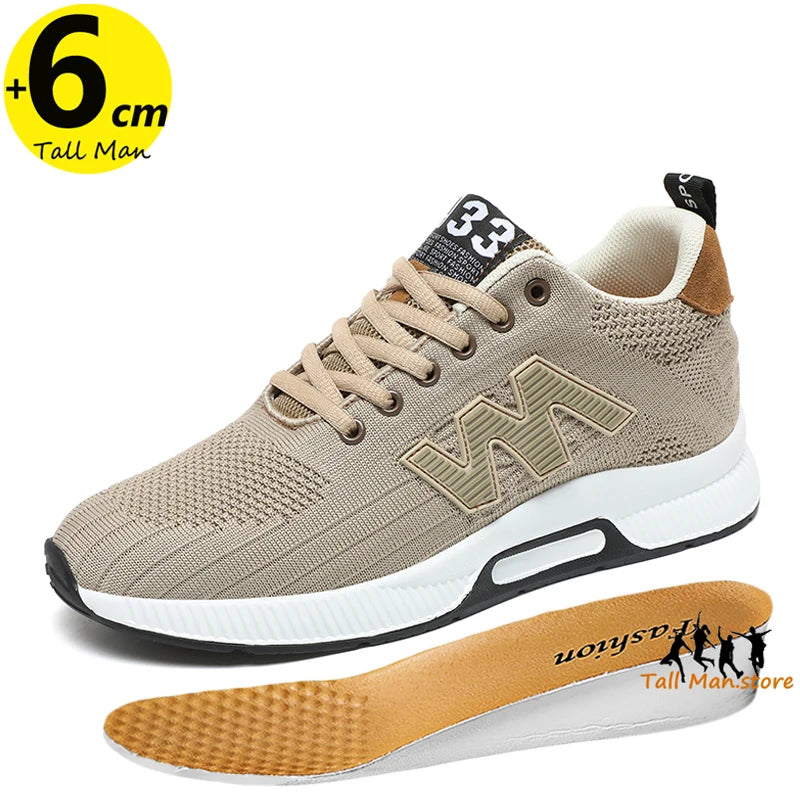Masszív férfi cipő, magasságnövelő talpbetét 6 cm, sport, nagy méret 37–46