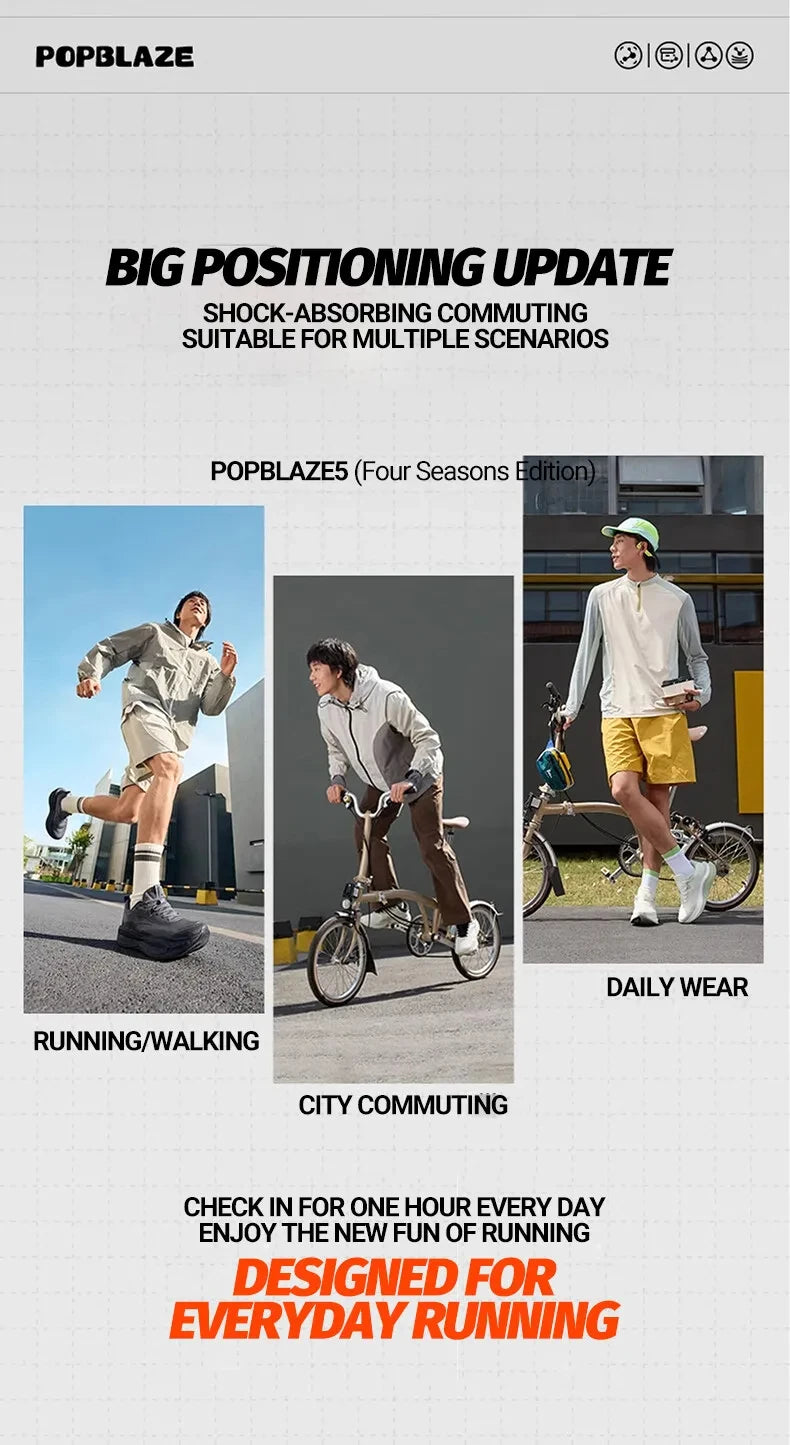 Sapatilhas de Running para Homem 361 Degrees PopBlaze 5 — Novo Amortecimento, Sola Grossa, Respiráveis, Antiderrapantes, para Jogging ao Ar Livre — Sneakers Masculinos 672532212