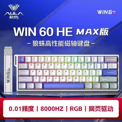 AULA WIN60HE Magnetic Switch Mechanical Keyboard, 60% Wired Gaming Keyboard with Hall Effect Magnetic Switches, Rapid Trigger Esports Keyboard