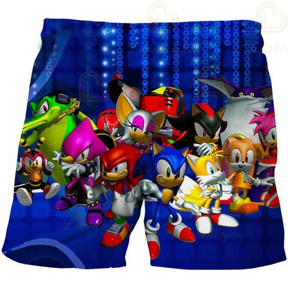 Pantalones infantiles de moda impresos en 3D: pantalones cortos S-Sonici, ropa de playa para niños, bañadores, trajes de baño, pantalones cortos de playa y pantalones