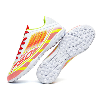 TF Soccer Cleats Men Women Kids PU Synthetic Upper Rubber Outsole Wear-Resistant Non-Slip Training Shoes