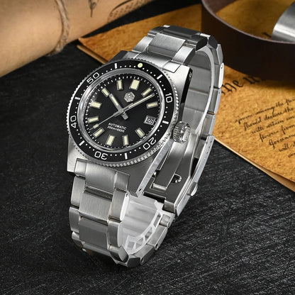 San Martin New 62mas 37mm Diver Men's Watch Classic Luxury Sapphire PT5000 SW200 Automatic Mechanical Watches Date 20Bar Luminous