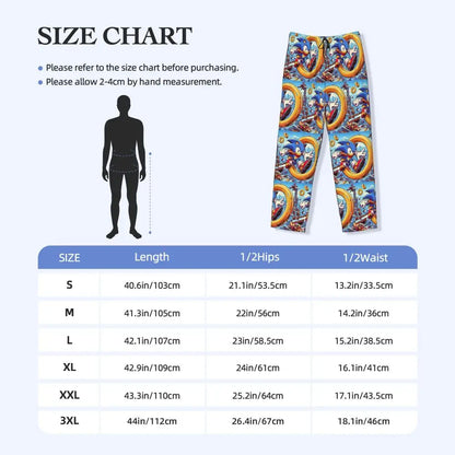 Pantalones de pijama personalizados para hombre con estampado «Soniced», con motivo de erizo, ropa de dormir, pantalones de estar por casa con bolsillos