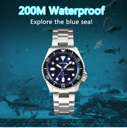 KEASO Top Men's Dive Watch C3 Super Luminous 316L Solid Steel 20Bar Waterproof Sapphire Mirror MIYOTA 2035 Quartz Movement Watch