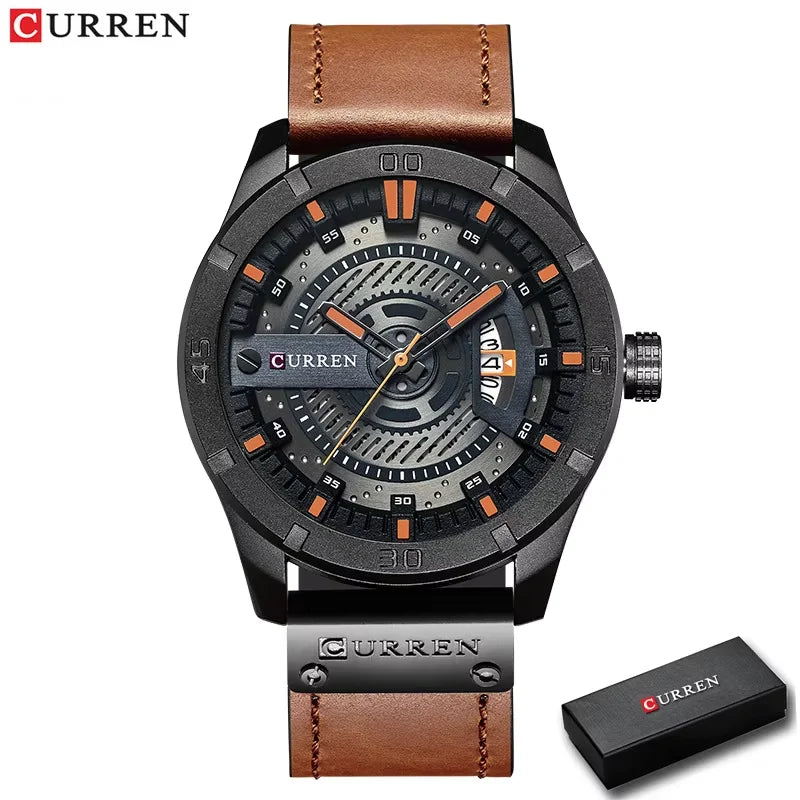 Luxe horlogemerk CURREN: militaire sporthorloges voor heren, quartzhorloge met datum, casual leren polshorloge voor heren, Relogio Masculino