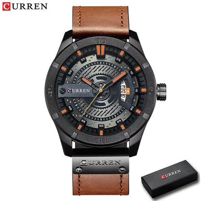 Luxe horlogemerk CURREN: militaire sporthorloges voor heren, quartzhorloge met datum, casual leren polshorloge voor heren, Relogio Masculino
