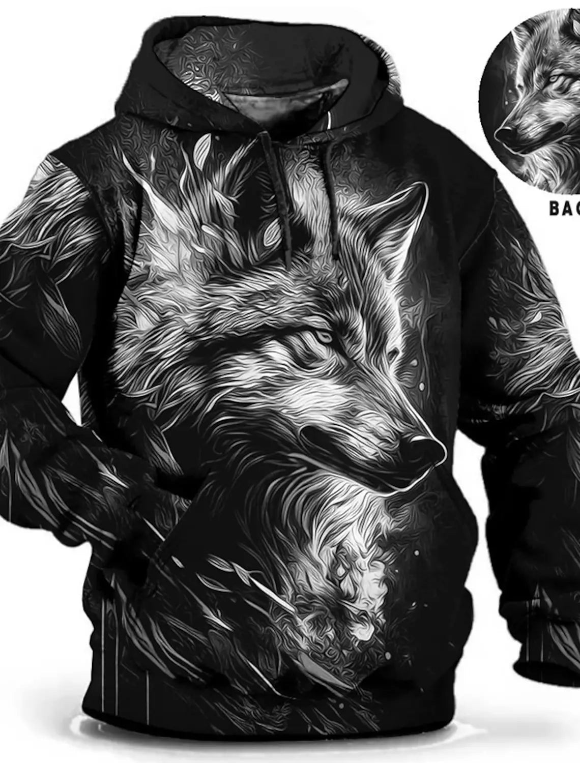 Unisex-Hoodie für Herren – modischer Pullover-Hoodie mit Kapuze, Animal-Print Wolf, Löwe, Drache und Tiger, 3D-Druck, lässiger Alltagshoodie