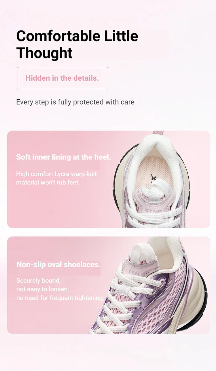 Xtep Basque 3 Sneakers Women Lightweight Wear-Resistant Trendy Durable Thick Sole Casual Sports Female Shoes 874218320006