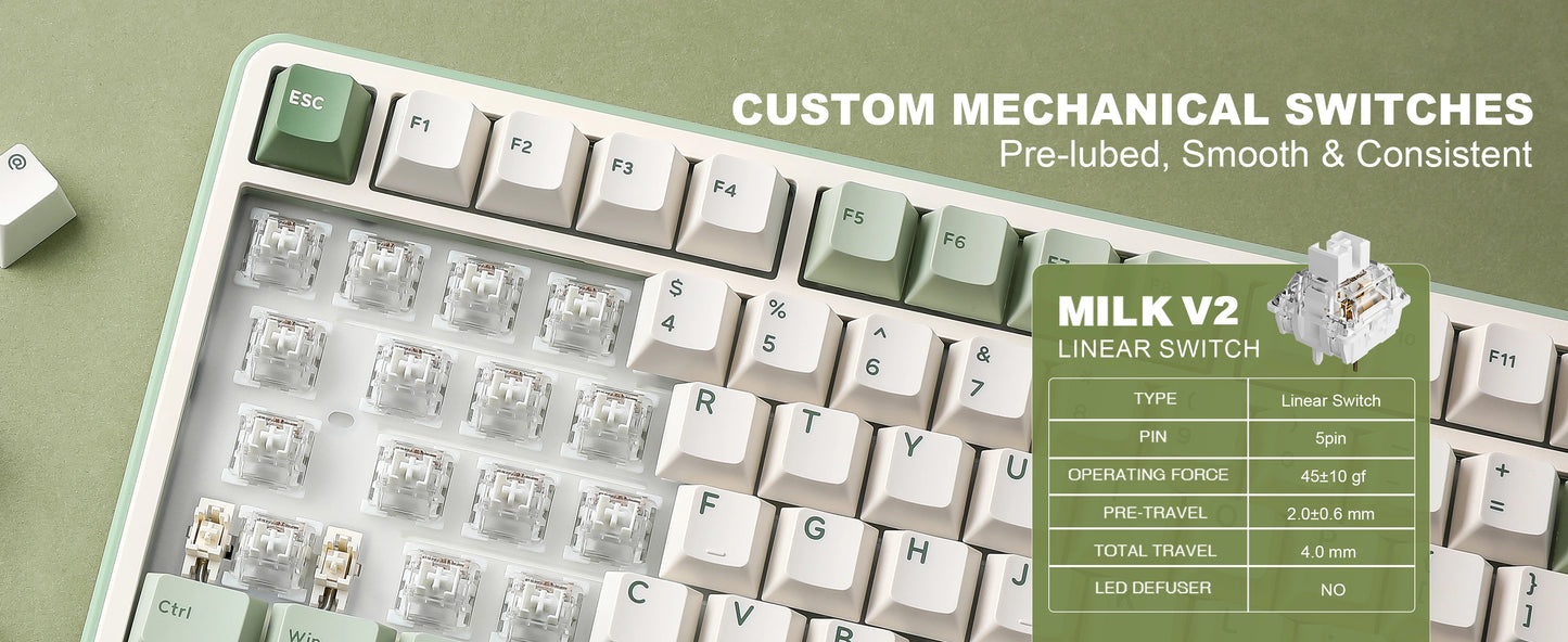 YUNZII B75 PRO Green Mechanical Gaming Keyboard, Gasket 75 Knob RGB Keyboard, BT/Wired/Wireless Hot-Swap Custom Creamy Keyboard