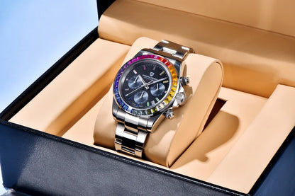 Relógio de pulso para homem PAGANI DESIGN – Modelo com mostradores coloridos, relógio de pulso de luxo com movimento de quartzo, cronógrafo equipado com um movimento