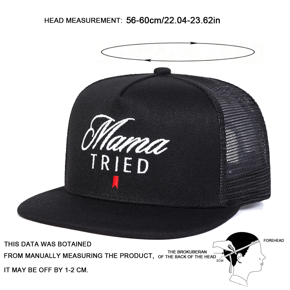 2PCSSET Unisex Mama TRIED Embroidery Hip-hop Net Hats Spring Summer Outdoor Adjustable Sports Casual Baseball Caps Sunscreen Hat