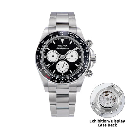 Sugess Diving Men's Watch Panda Automatic Mechanical Chronograph Peacock SL4801 Movement Wristwatch Waterproof Ceramic Bezel New