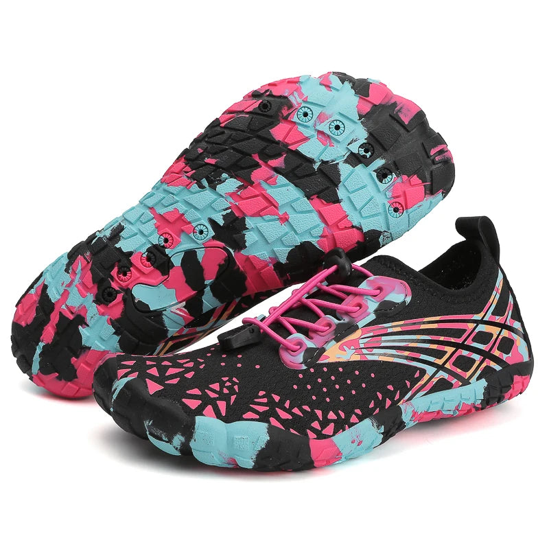 Quick Drying Aqua Shoes Women’s Water Shoes Swimming Barefoot Five Fingers Aqua Shoes Colorful Beach Seaside Light Sneakers