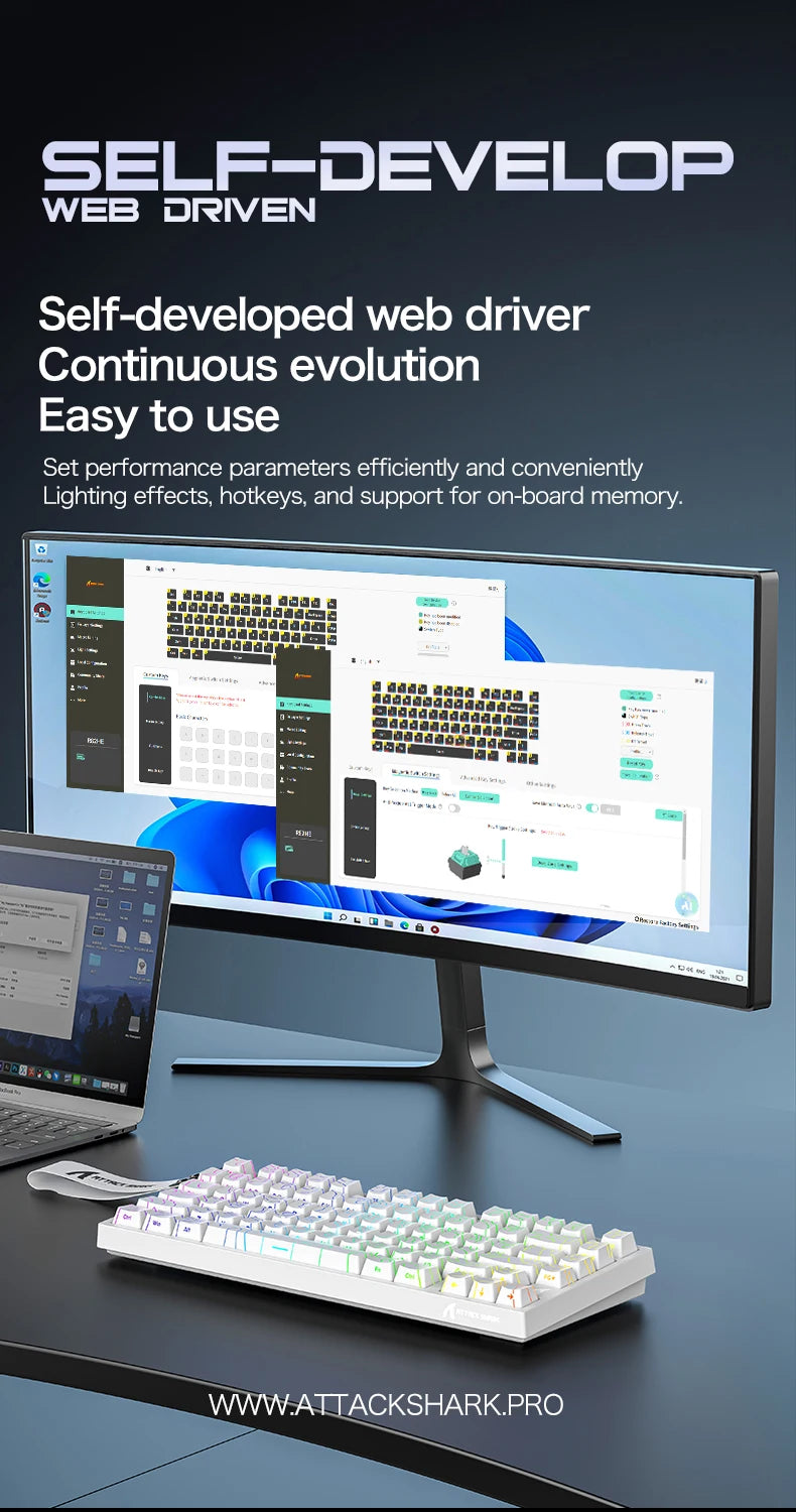 ATTACK SHARK R82HE Gaming Keyboard Magnetic 75% Wired 8000Hz Rapid Trigger ProGamer Keyboard,0.005mm RT Accuracy,0.08ms Latency