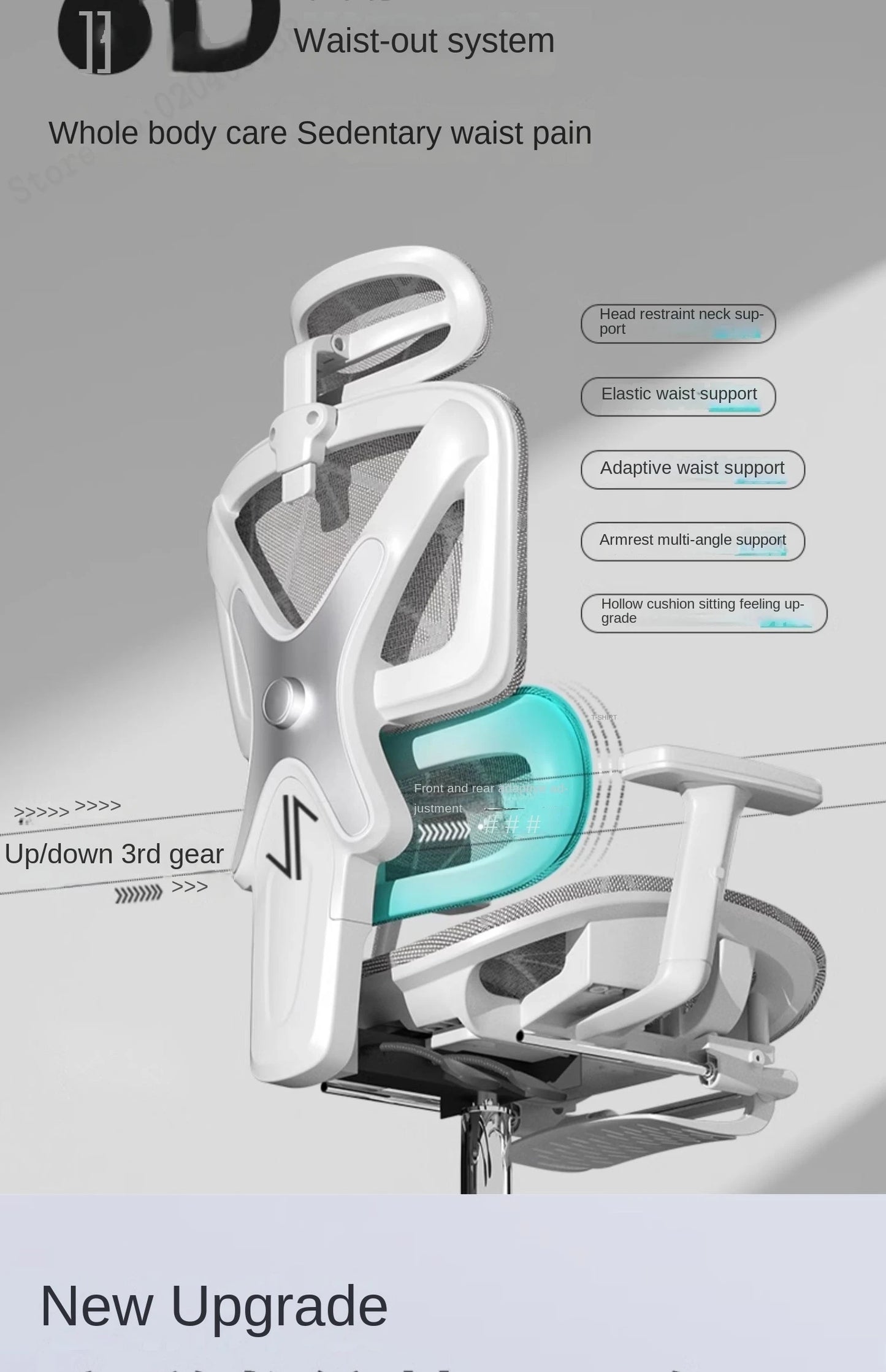E07 Pro Ergonomic Office Chair Gaming Chair with Footrest, Adjustable Lumbar Support, Reclining Backrest, Comfortable Executive Desk Chair