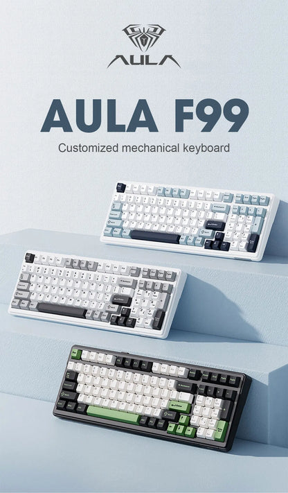 AULA F99 Mechanical Keyboard Bluetooth 5.0/2.4G Wireless/Wired Gasket-mounted Gaming Keyboard 99 Keys Customizable Keyboards