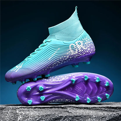 Chaussures de football professionnelles pour hommes/femmes, antidérapantes, à crampons FG, respirantes, chaussures d'entraînement à tige haute