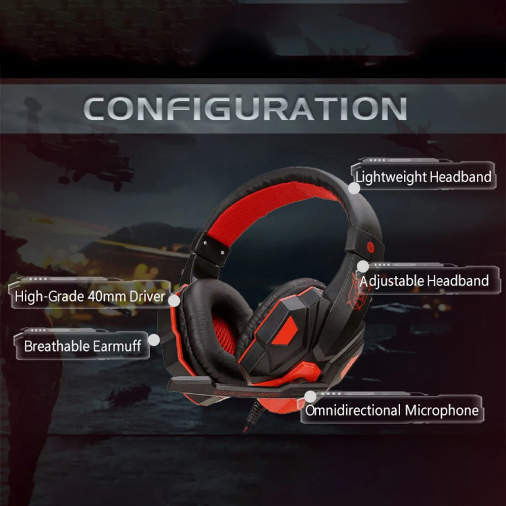 3.5mm Wired Headset Gaming Headset 120° Adjustable Gamer Headset With Noise Cancelling Microphone For PS4/PS5/Xbox/Smartphone/PC