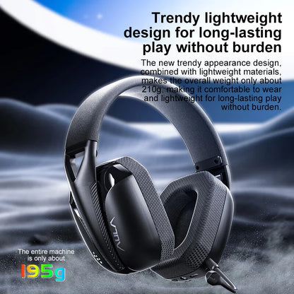 AULA S8 Gaming Headset Triple-Mode Wireless Bluetooth 5.3 Gaming Headset with Detachable Microphone, Lightweight Gaming Headset for PC, PS5, Switch & Mobile