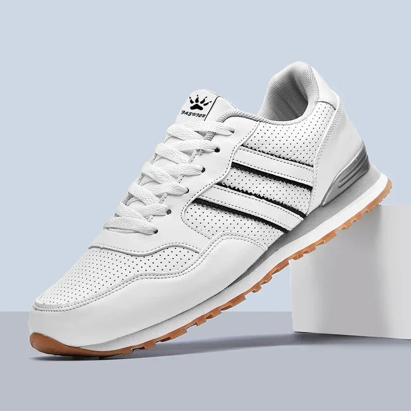 Jesienne buty sportowe męskie, płaskie buty do biegania, białe, trwałe, klasyczne buty casualowe, niskie, modne buty trekkingowe i do chodzenia