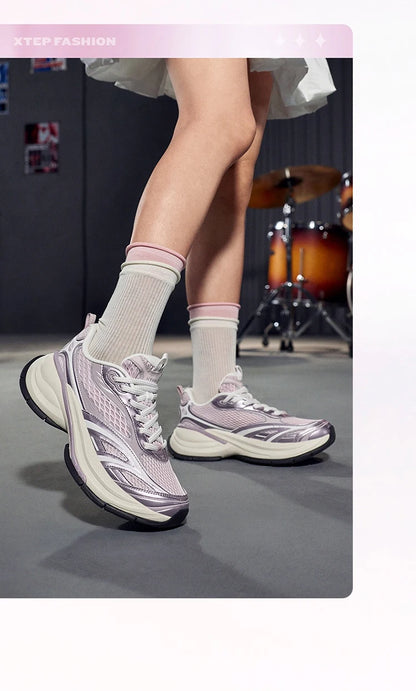 Xtep Basque 3 Sneakers Women Lightweight Wear-Resistant Trendy Durable Thick Sole Casual Sports Female Shoes 874218320006