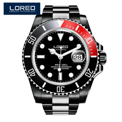 LOREO Original Men's Business Watch 20ATM Waterproof Wristwatch Top Brand Casual Sport Seagull Automatic Mechanical Watch Men