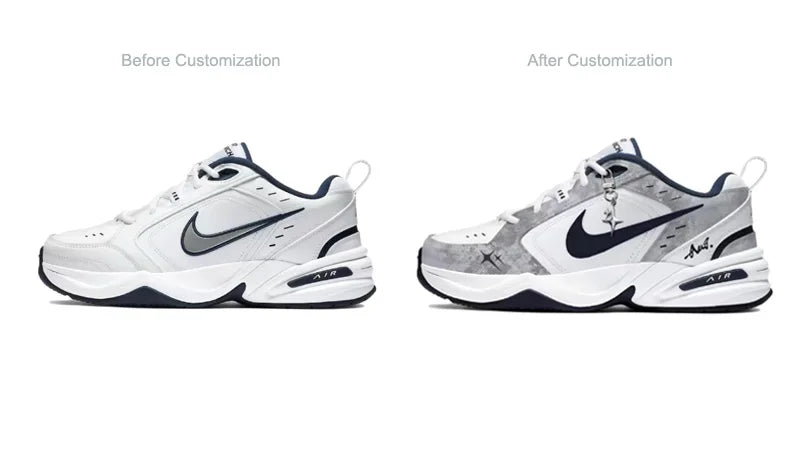 Sneakers personalizzate Nike Air Monarch 4 "Misty Night Blue Star" - Scarpe da corsa classiche retrò da uomo
