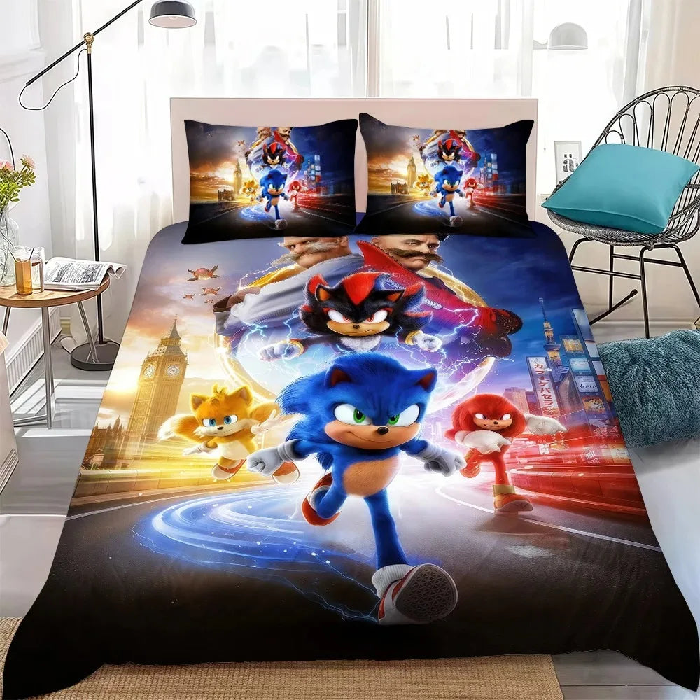 The Movie H-Hedgehog S-SonicES 3 Duvet Cover Set Soft Washed Cotton Bed 2/3pcs Summer Comfortable Student Dormitory Home Bedding