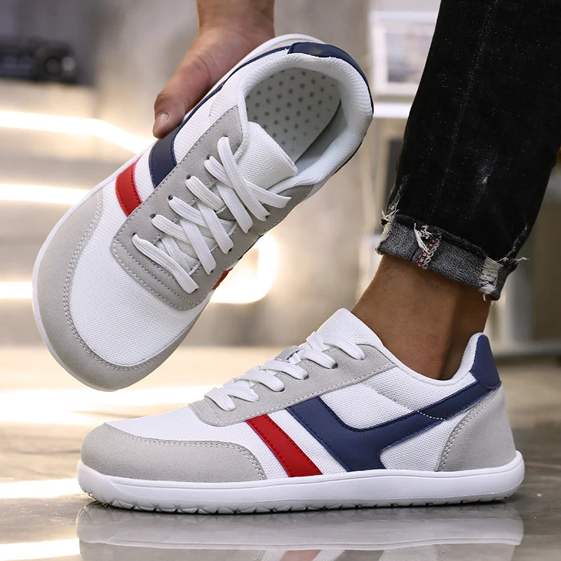 Men's tennis shoes with wide toe box, barefoot minimalist breathable comfortable outdoor walking shoes, sports casual blue shoes 2025