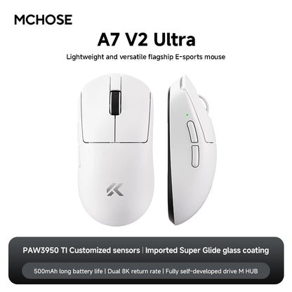 NEW MCHOSE A7 V2 E-sports mouse wireless Bluetooth tri-mode Ergonomics lightweight 8K gaming mice Customized PC accessory gifts