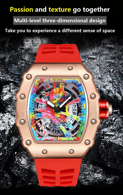 Coole herenhorloges Luxe modieuze siliconen tonvormige horloges Skelet waterdichte kwarts polshorloges Klok Relogio Masculino