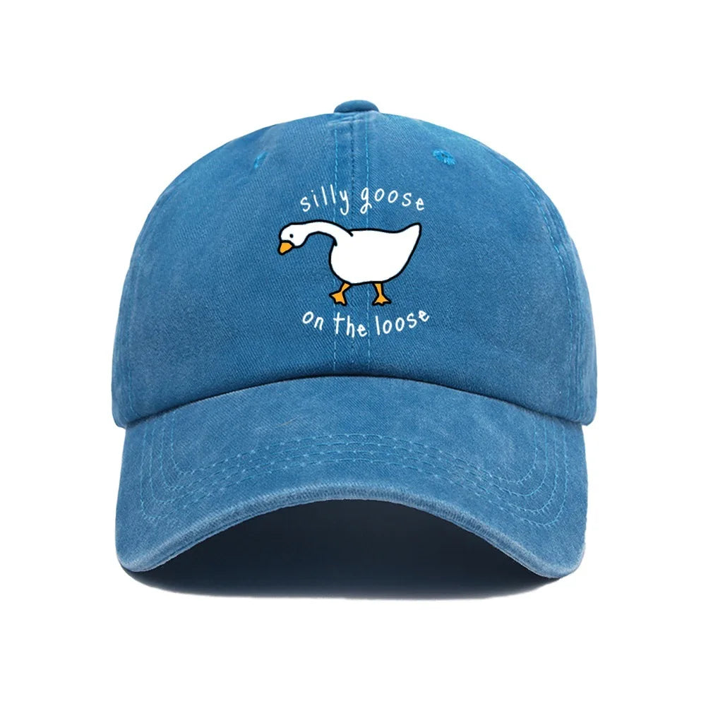 Big Goose Printed Baseball Hat for Men and Women, Small Fresh Soft Top Duck Tongue Hat, Sunshade Hat, Outdoor Sunscreen