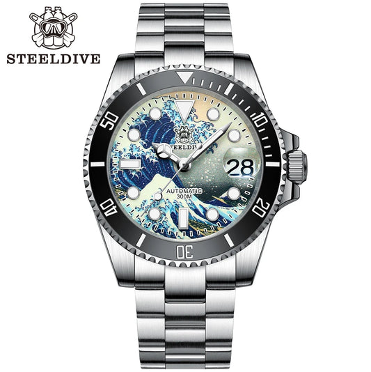 STEELDIVE New SD1953J 41mm Kanagawa Dial Sapphire Glass NH35 Automatic Movement 300M Waterproof Water Ghost Dive Watches For Men
