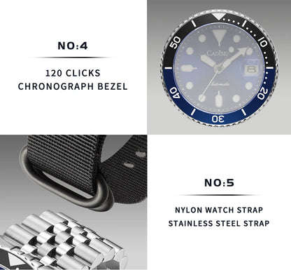 CADISEN New Luminous Men Mechanical Wristwatches Ceramic Bezel MIYOTA 8215 Sapphire Glass Automatic Watch Men Relogio Masculino