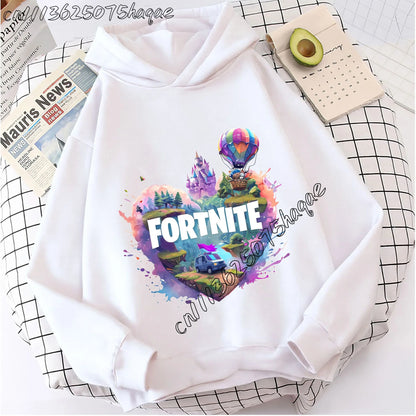 Casacos com capuz Fortnites para criança, sweatshirts anime Fortress Night, hoodies de jogo para primavera e outono, roupa desportiva infantil, presente
