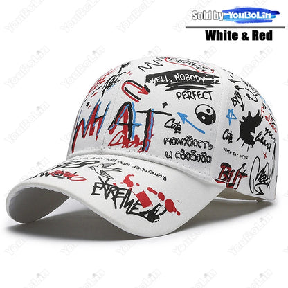 Graffiti-Baseballkappe für Damen und Herren – Verstellbare Kappe aus Baumwolle im Streetstyle mit Snapback