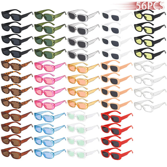 56PCS Small Rectangle Pattern Sunglasses For Women Vintage Brand Designer Square Female Eyewear