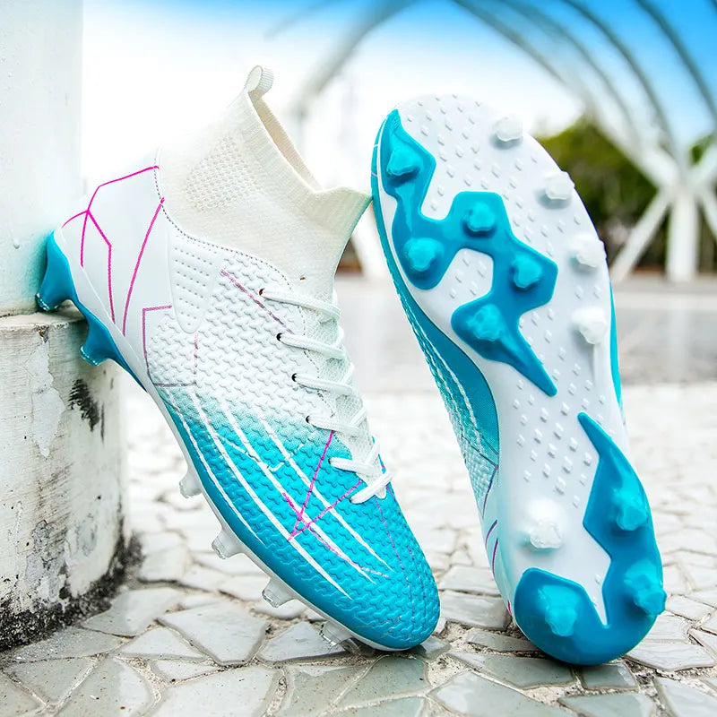 Nouvelles chaussures de Football professionnelles haut en cuir d'herbe artificielle jeunes étudiants chaussures de Football d'entraînement pour hommes et femmes sport