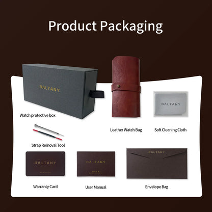 Baltany S4102 Business Men's Automatic Mechanical Wristwatch 36mm Linen Dial Engine Turned Bezel NH35 Luxury Dress Watch