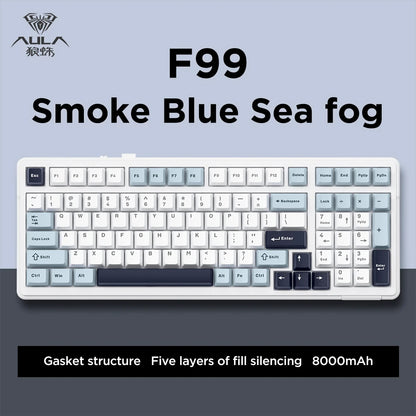 AULA F99 Mechanical Keyboard Bluetooth 5.0/2.4G Wireless/Wired Gasket-mounted Gaming Keyboard 99 Keys Customizable Keyboards