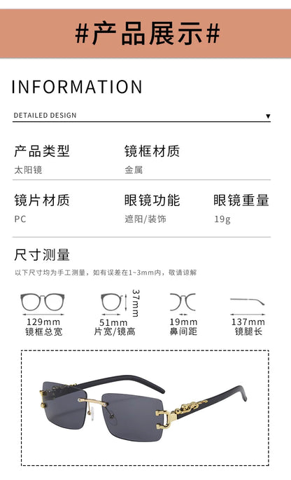 1 Pc Fashionable Women Men Sunglasses Frameless Rectangular Personalized Sunglasses for Daily Life Vintage Sun Glasses For male