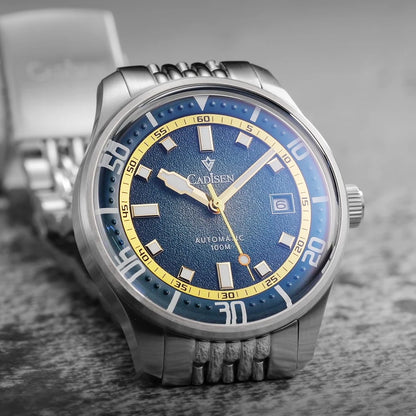 CADISEN Automatic Mechanical Watch Men's Silver Business Casual Waterproof Watch Japan MIYOTA 8215 Movement Domed Glass Men's Watch